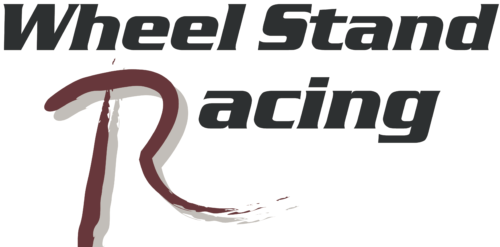 This is the logo for the wheel stand racing company. The R in racing is in red, all the other text in in black.