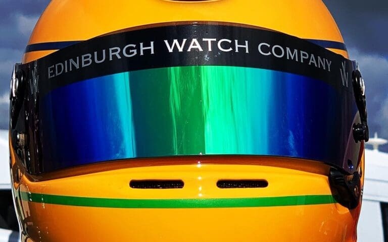 A yellow full face helmet