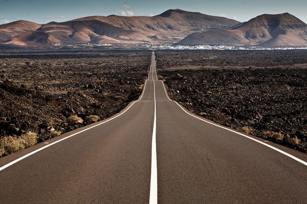 Spain, Canary Island, Lanzarote. Timanfaya Natural Park. Road to the Montanas del Fuego.
